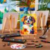 Shuttle Art 69 Pack Acrylic Paint Set, Painting Set with 2 Pack of 15 Colors Acrylic Paint, 3 Sets of Wooden Easels, Canvas, Brushes & Palettes, Art Painting Supplies for Kids Adults Beginner(69 Pack)