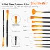 Shuttle Art 69 Pack Acrylic Paint Set, Painting Set with 2 Pack of 15 Colors Acrylic Paint, 3 Sets of Wooden Easels, Canvas, Brushes & Palettes, Art Painting Supplies for Kids Adults Beginner(58 Pack)