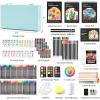Shuttle Art Deluxe Gift Art Kit, 202-Piece Wooden Art Supplies Set with 4 Drawing Pads, Canvases, Coloring Sheets, Acrylic Paint, Crayons, Oil Pastels, Colored Pencils for Kids(Teal)