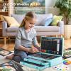 Shuttle Art Deluxe Gift Art Kit, 202-Piece Wooden Art Supplies Set with 4 Drawing Pads, Canvases, Coloring Sheets, Acrylic Paint, Crayons, Oil Pastels, Colored Pencils for Kids(Teal)