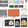 Shuttle Art Deluxe Gift Art Kit, 202-Piece Wooden Art Supplies Set with 4 Drawing Pads, Canvases, Coloring Sheets, Acrylic Paint, Crayons, Oil Pastels, Colored Pencils for Kids(Brown)