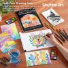 Shuttle Art Deluxe Gift Art Kit, 202-Piece Wooden Art Supplies Set with 4 Drawing Pads, Canvases, Coloring Sheets, Acrylic Paint, Crayons, Oil Pastels, Colored Pencils for Kids(Brown)