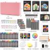 Shuttle Art Deluxe Gift Art Kit, 202-Piece Wooden Art Supplies Set with 4 Drawing Pads, Canvases, Coloring Sheets, Acrylic Paint, Crayons, Oil Pastels, Colored Pencils for Kids(Pink)