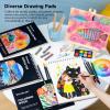 Shuttle Art Deluxe Gift Art Kit, 202-Piece Wooden Art Supplies Set with 4 Drawing Pads, Canvases, Coloring Sheets, Acrylic Paint, Crayons, Oil Pastels, Colored Pencils for Kids(Pink)