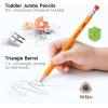 Shuttle Art Jumbo Pencils – 18 Pack Triangle Pre sharpened Pencils #2 HB with Top Erasers & Sharpener, for kids Ages 4-8, Kindergarten School Supplies, Ideal for Home, Classroom