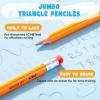 Shuttle Art Jumbo Pencils – 18 Pack Triangle Pre sharpened Pencils #2 HB with Top Erasers & Sharpener, for kids Ages 4-8, Kindergarten School Supplies, Ideal for Home, Classroom