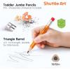 Shuttle Art Jumbo Pencils – 36 Pack Triangle Pre sharpened Pencils #2 HB with Top Erasers & Sharpener, for Kids Ages 3-5, Kindergarten School Supplies, Ideal for Home, Classroom