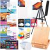 Shuttle Art 170 Pcs Artist Painting Set, Deluxe Art Set with Paint, Aluminum and Wooden Easels, Canvas, Paper Pads, Brushes and Other Art Supplies, Complete Painting Kit for Adults, Kids and Artists