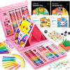 Shuttle Art 335 Piece Kids Art Set, Multi-Media Art Supplies, Gift Art Kit with Trifold Easel, 2 Drawing Pads, 2 Coloring Books, Oil Pastels, Crayons, Watercolors, Markers, Colored Pencils (Pink)(Pink-335 Piece)