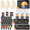 Shuttle Art 69 Pack Acrylic Paint Set, Painting Set with 2 Pack of 15 Colors Acrylic Paint, 3 Sets of Wooden Easels, Canvas, Brushes & Palettes, Art Painting Supplies for Kids Adults Beginner(69 Pack)