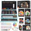 Shuttle Art Deluxe Gift Art Kit, 202-Piece Wooden Art Supplies Set with 4 Drawing Pads, Canvases, Coloring Sheets, Acrylic Paint, Crayons, Oil Pastels, Colored Pencils for Kids(Teal)