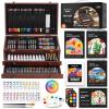 Shuttle Art Deluxe Gift Art Kit, 202-Piece Wooden Art Supplies Set with 4 Drawing Pads, Canvases, Coloring Sheets, Acrylic Paint, Crayons, Oil Pastels, Colored Pencils for Kids(Cherry)