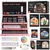 Shuttle Art Deluxe Gift Art Kit, 202-Piece Wooden Art Supplies Set with 4 Drawing Pads, Canvases, Coloring Sheets, Acrylic Paint, Crayons, Oil Pastels, Colored Pencils for Kids(Pink)