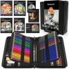 Shuttle Art 124 PCS Drawing Kit, Professional Drawing Supplies with Sketch, Charcoal, Colored, Graphite, Pastel Pencils & Sticks, Complete Drawing Tools and Paper Pads in Zipper Case for Artists&Kids(124)