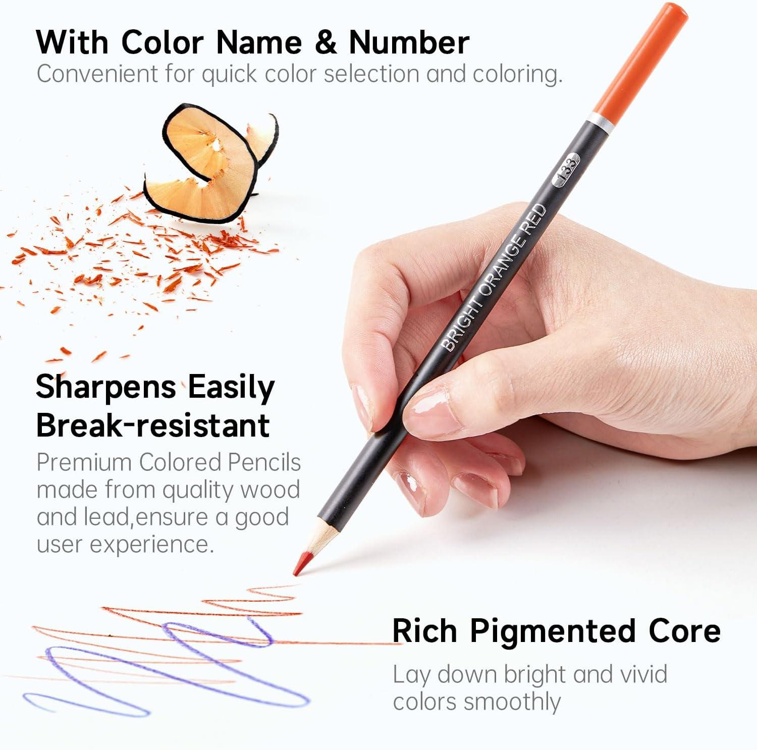 imageShuttle Art 136 Coloured Pencils  Soft Core Colouring Pencils Set for Adult Colouring Books Doodling Sketching Drawing Art Supplies138 Colors