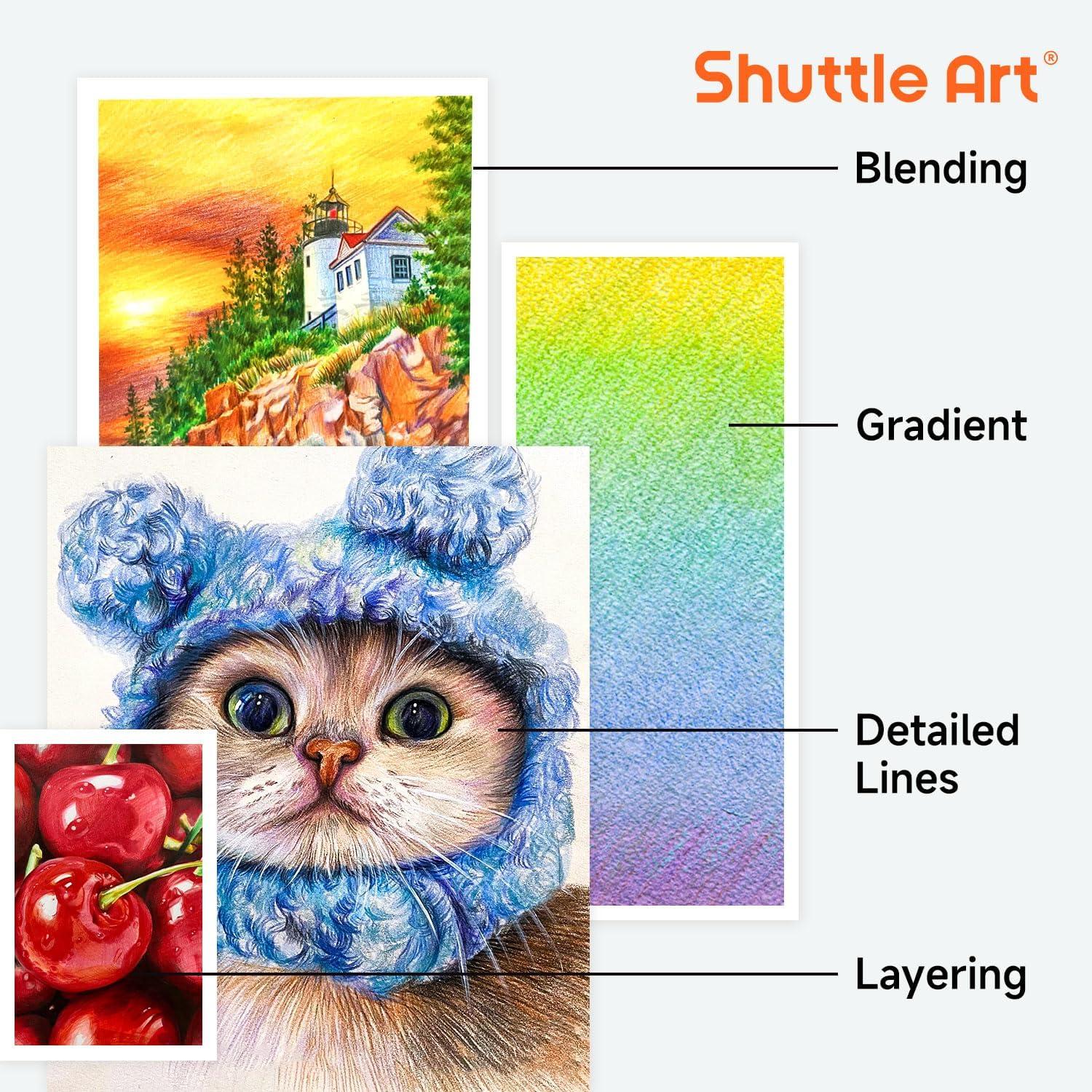 imageShuttle Art 136 Coloured Pencils  Soft Core Colouring Pencils Set for Adult Colouring Books Doodling Sketching Drawing Art Supplies138 Colors