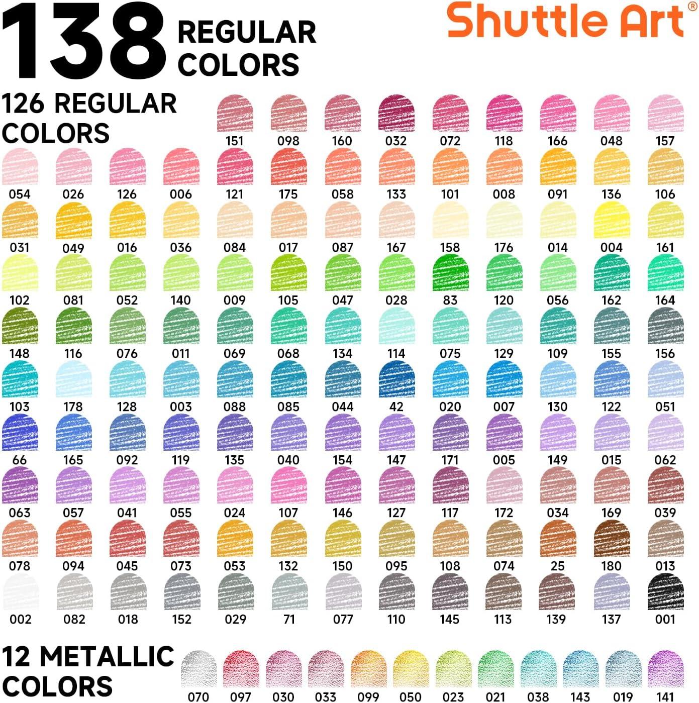 imageShuttle Art 136 Coloured Pencils  Soft Core Colouring Pencils Set for Adult Colouring Books Doodling Sketching Drawing Art Supplies138 Colors