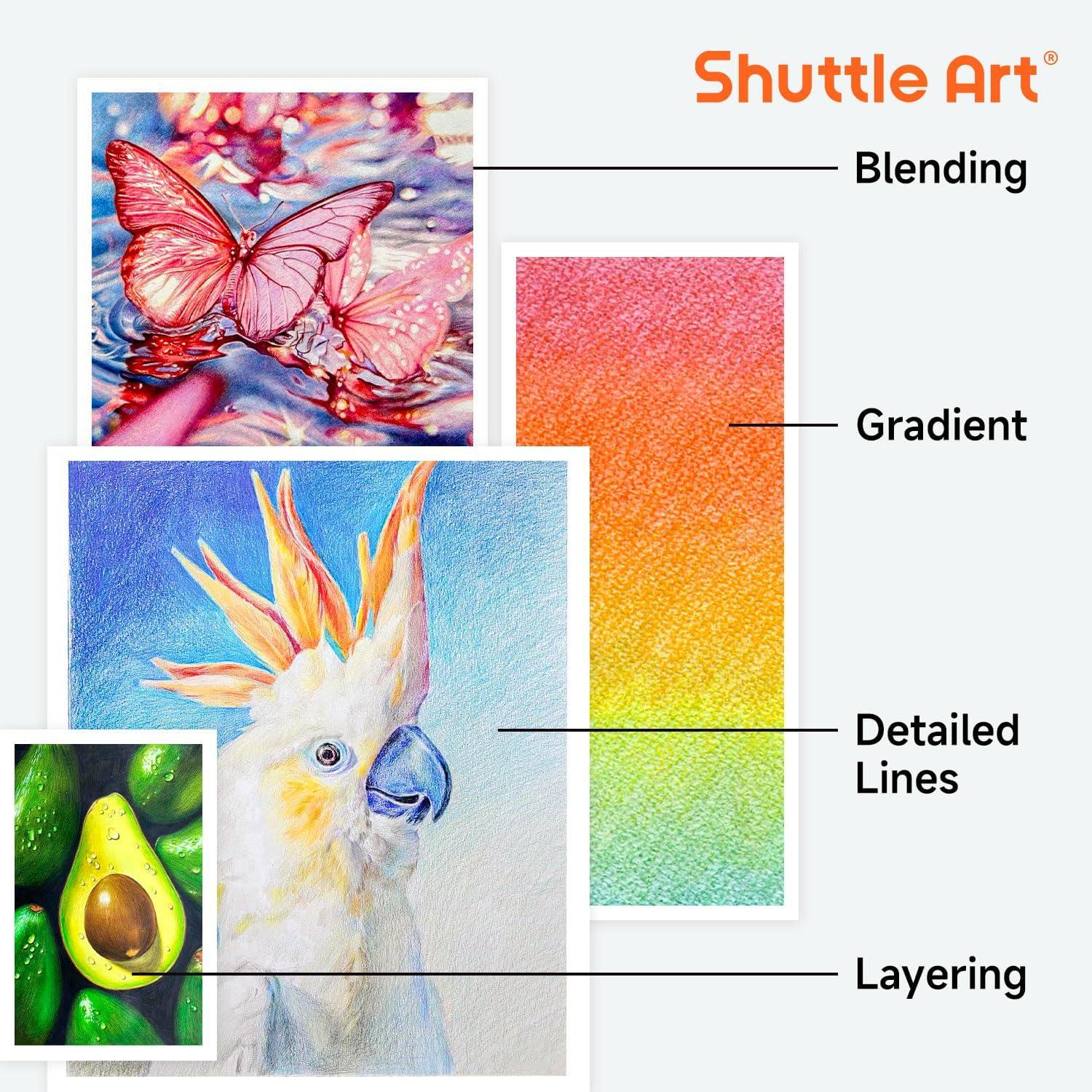imageShuttle Art 136 Coloured Pencils  Soft Core Colouring Pencils Set for Adult Colouring Books Doodling Sketching Drawing Art Supplies172 Colors