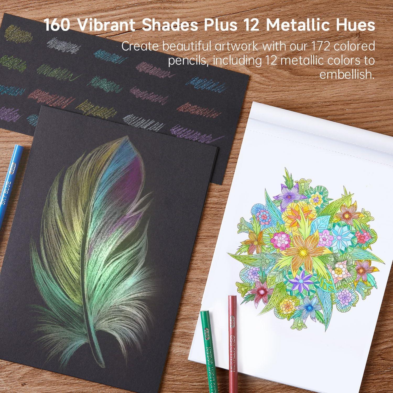 imageShuttle Art 136 Coloured Pencils  Soft Core Colouring Pencils Set for Adult Colouring Books Doodling Sketching Drawing Art Supplies172 Colors