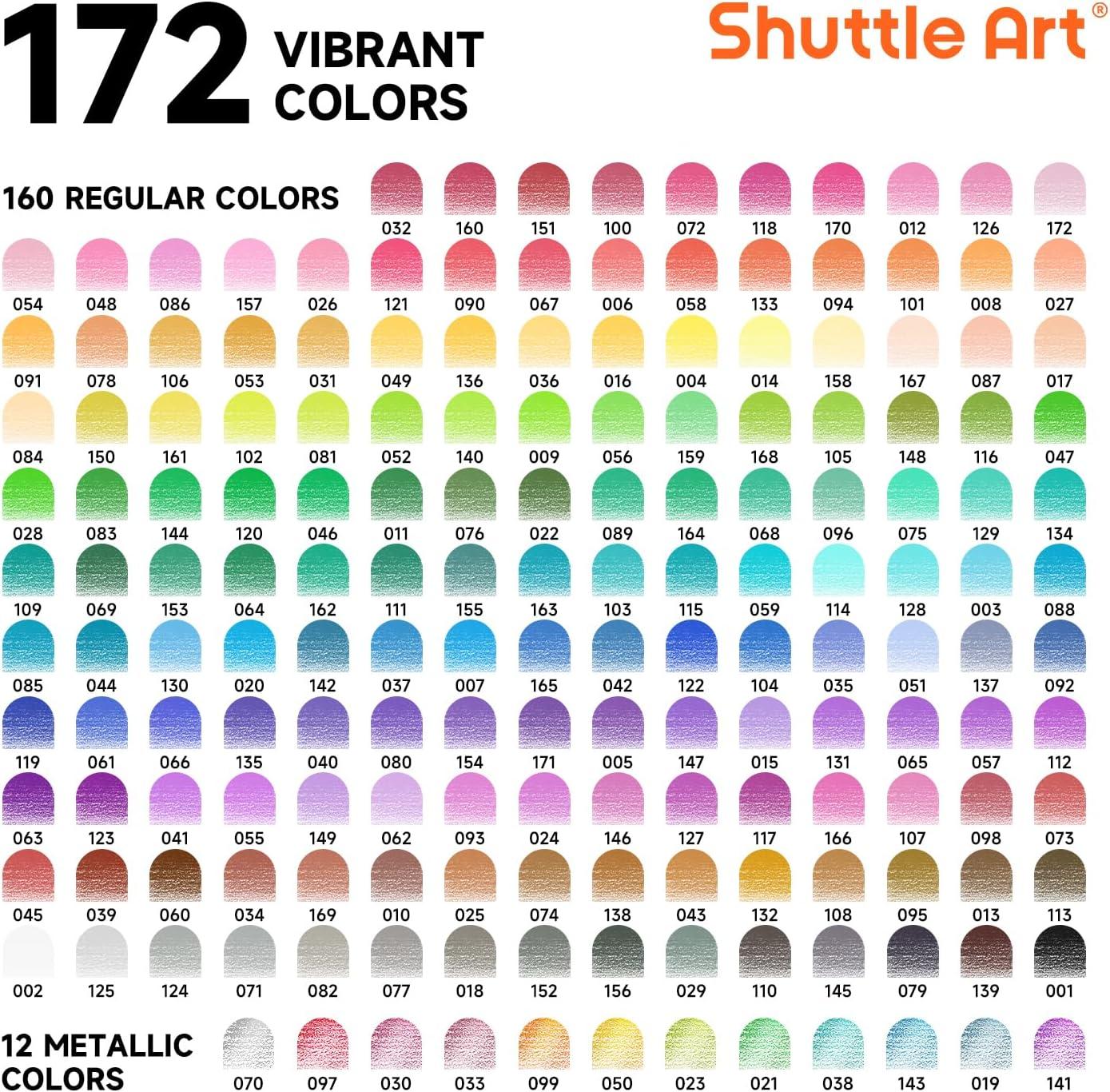 imageShuttle Art 136 Coloured Pencils  Soft Core Colouring Pencils Set for Adult Colouring Books Doodling Sketching Drawing Art Supplies172 Colors