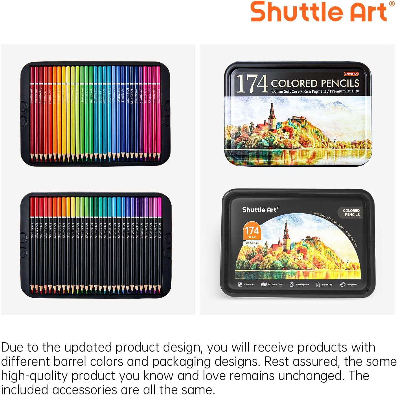 imageShuttle Art 136 Coloured Pencils  Soft Core Colouring Pencils Set for Adult Colouring Books Doodling Sketching Drawing Art Supplies174 Colors
