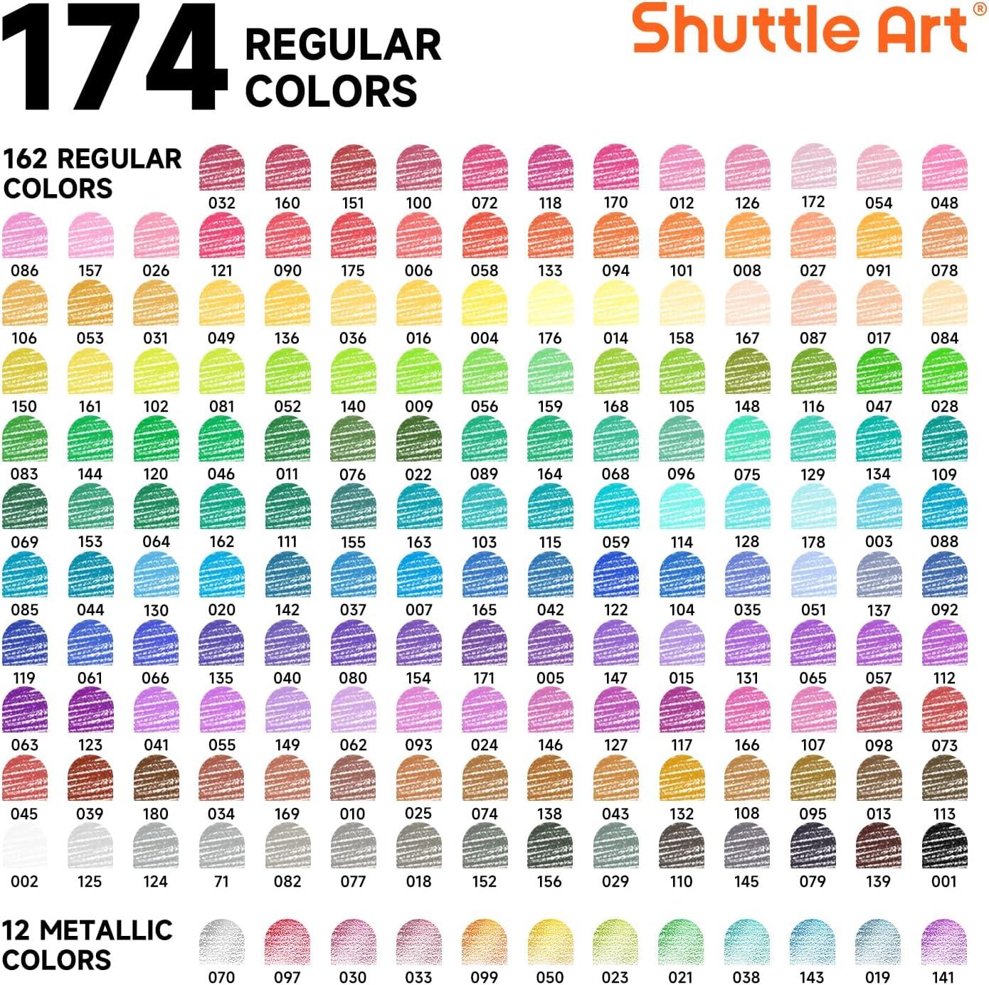 imageShuttle Art 136 Coloured Pencils  Soft Core Colouring Pencils Set for Adult Colouring Books Doodling Sketching Drawing Art Supplies174 Colors