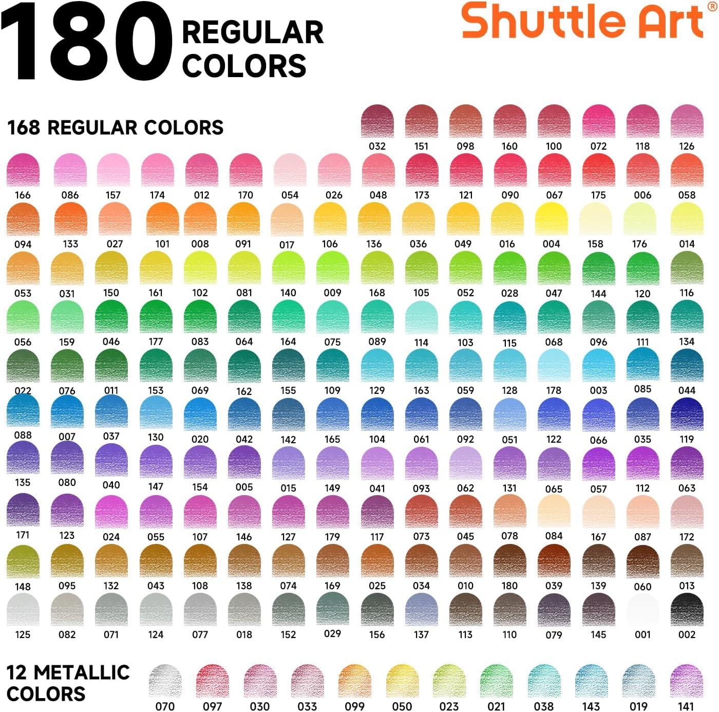 imageShuttle Art 136 Coloured Pencils  Soft Core Colouring Pencils Set for Adult Colouring Books Doodling Sketching Drawing Art Supplies180 Colors