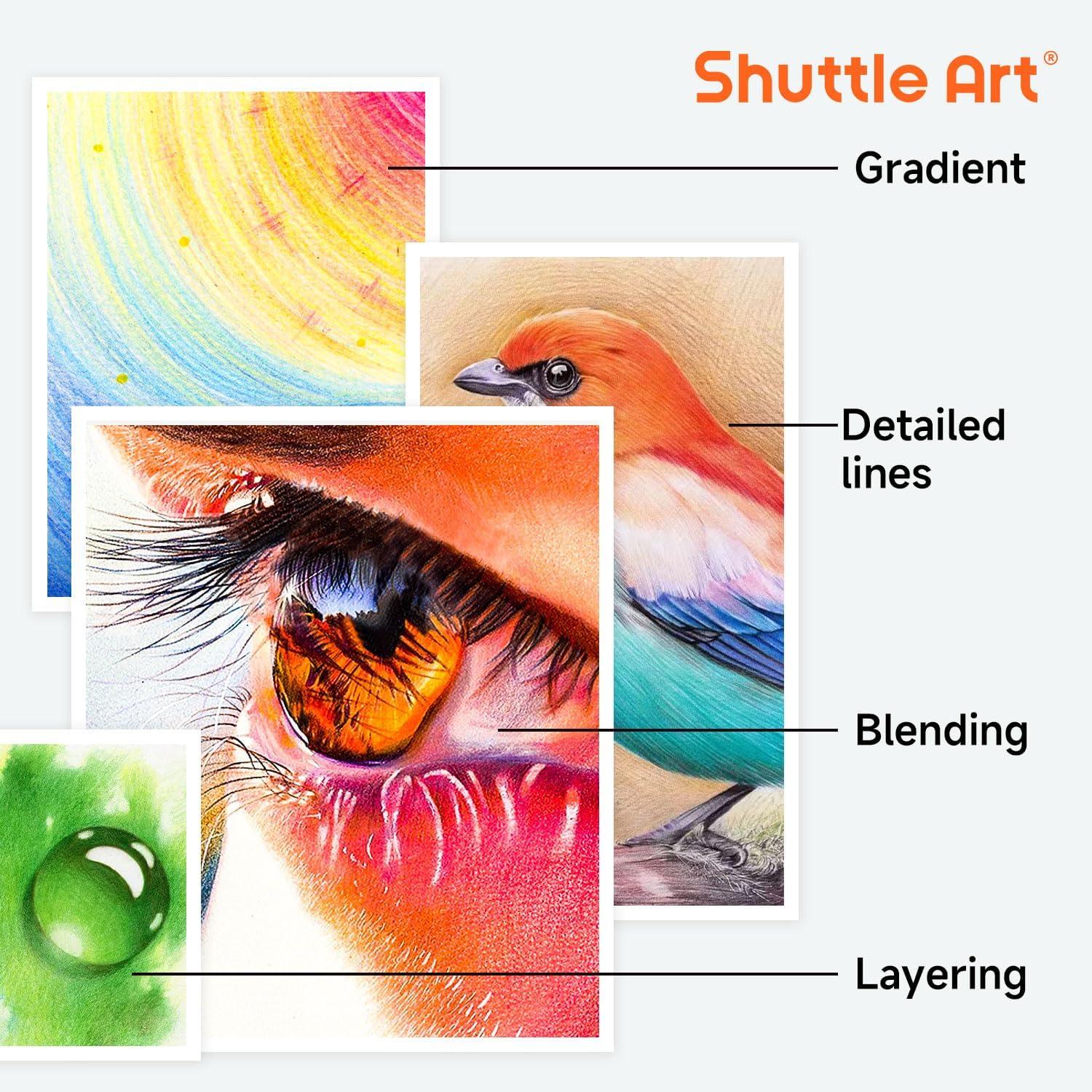 imageShuttle Art 136 Coloured Pencils  Soft Core Colouring Pencils Set for Adult Colouring Books Doodling Sketching Drawing Art Supplies180 Colors
