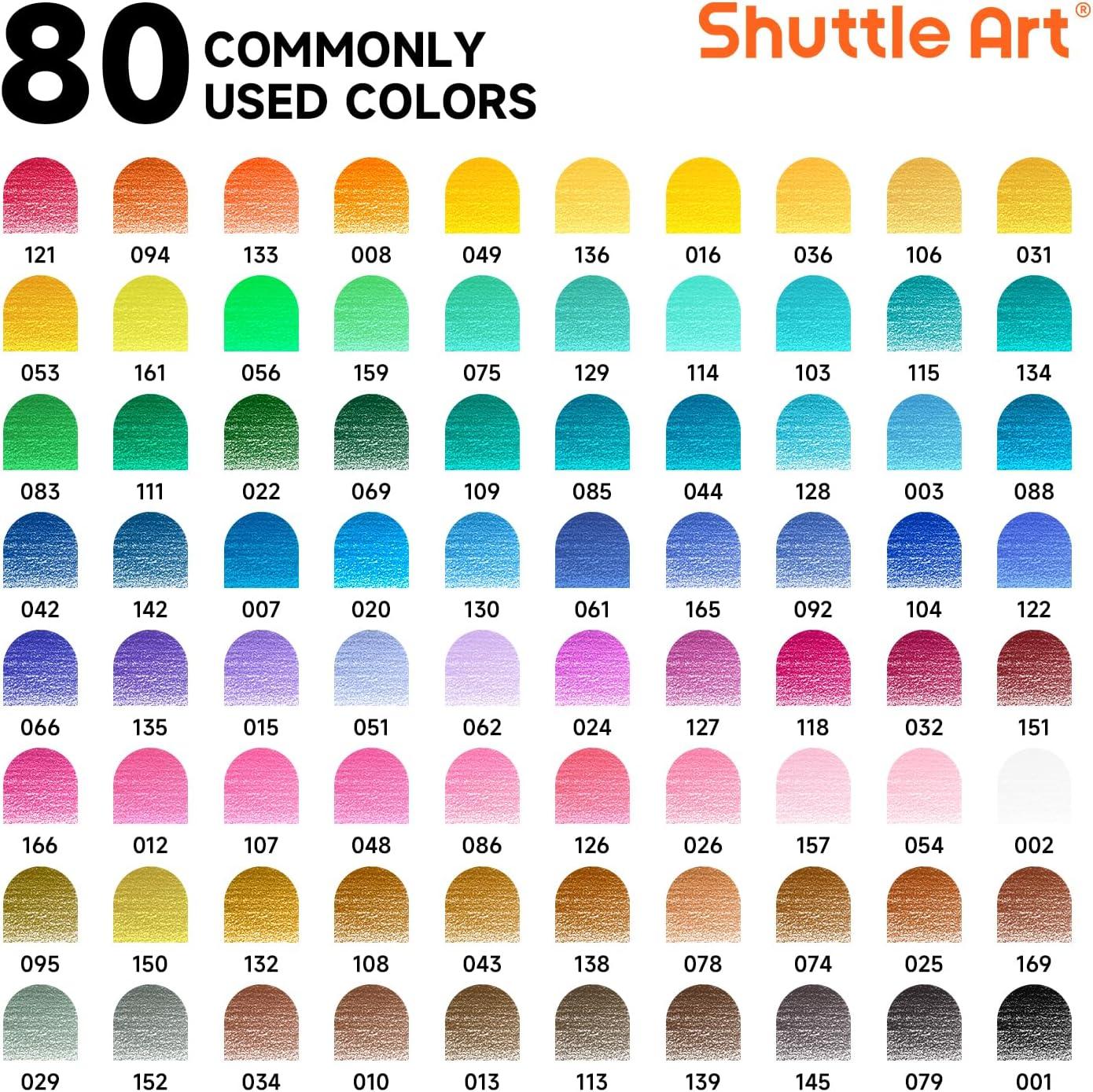 imageShuttle Art 136 Coloured Pencils  Soft Core Colouring Pencils Set for Adult Colouring Books Doodling Sketching Drawing Art Supplies80 Colors