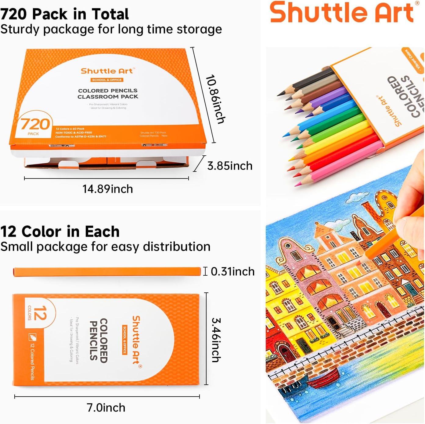 imageShuttle Art 504 Colored Pencils Bulk 12 Vibrant Colors Pack of 42 Presharpened Coloring Pencils Wood Colored Pencil for Kids Teachers Classroom Essentials Back to School Supplies720