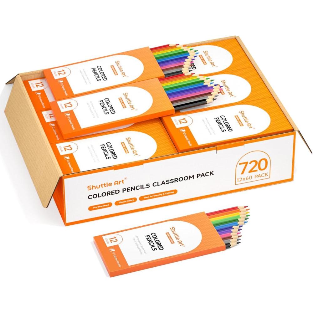 imageShuttle Art 504 Colored Pencils Bulk 12 Vibrant Colors Pack of 42 Presharpened Coloring Pencils Wood Colored Pencil for Kids Teachers Classroom Essentials Back to School Supplies720