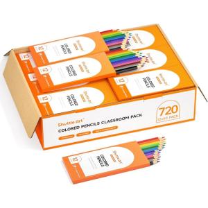 Shuttle Art 504 Colored Pencils Bulk, 12 Vibrant Colors, Pack of 42, Pre-sharpened Coloring Pencils, Wood Colored Pencil for Kids Teachers, Classroom Essentials, Back to School Supplies(720)