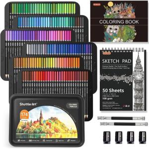 Shuttle Art 80 Colored Pencils, Colored Pencils for Adult Coloring, Soft Core Color Pencil, Drawing Supplies for Adults Kids Artists Beginners Drawing Coloring Sketching(174 Colors)