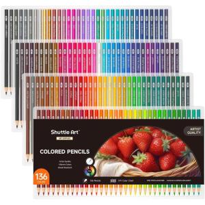 Shuttle Art 80 Colored Pencils, Colored Pencils for Adult Coloring, Soft Core Color Pencil, Drawing Supplies for Adults Kids Artists Beginners Drawing Coloring Sketching(136 colour)