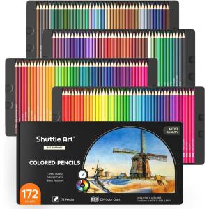 Shuttle Art 80 Colored Pencils, Colored Pencils for Adult Coloring, Soft Core Color Pencil, Drawing Supplies for Adults Kids Artists Beginners Drawing Coloring Sketching(172 Colors)