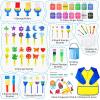 Shuttle Art Washable Finger Paints Set, Kids Paint Set – 37 Pack with 10 Colors (60ml), Paint Brushes, Sponge, Palette, Smock, Non-Toxic for Toddlers(14 Colors)