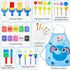 Shuttle Art Washable Finger Paints Set, Kids Paint Set – 37 Pack with 10 Colors (60ml), Paint Brushes, Sponge, Palette, Smock, Non-Toxic for Toddlers(Assorted)