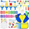 Shuttle Art Washable Finger Paints Set, Kids Paint Set – 37 Pack with 10 Colors (60ml), Paint Brushes, Sponge, Palette, Smock, Non-Toxic for Toddlers(14 Colors)
