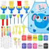 Shuttle Art Washable Finger Paints Set, Kids Paint Set – 37 Pack with 10 Colors (60ml), Paint Brushes, Sponge, Palette, Smock, Non-Toxic for Toddlers(Assorted)