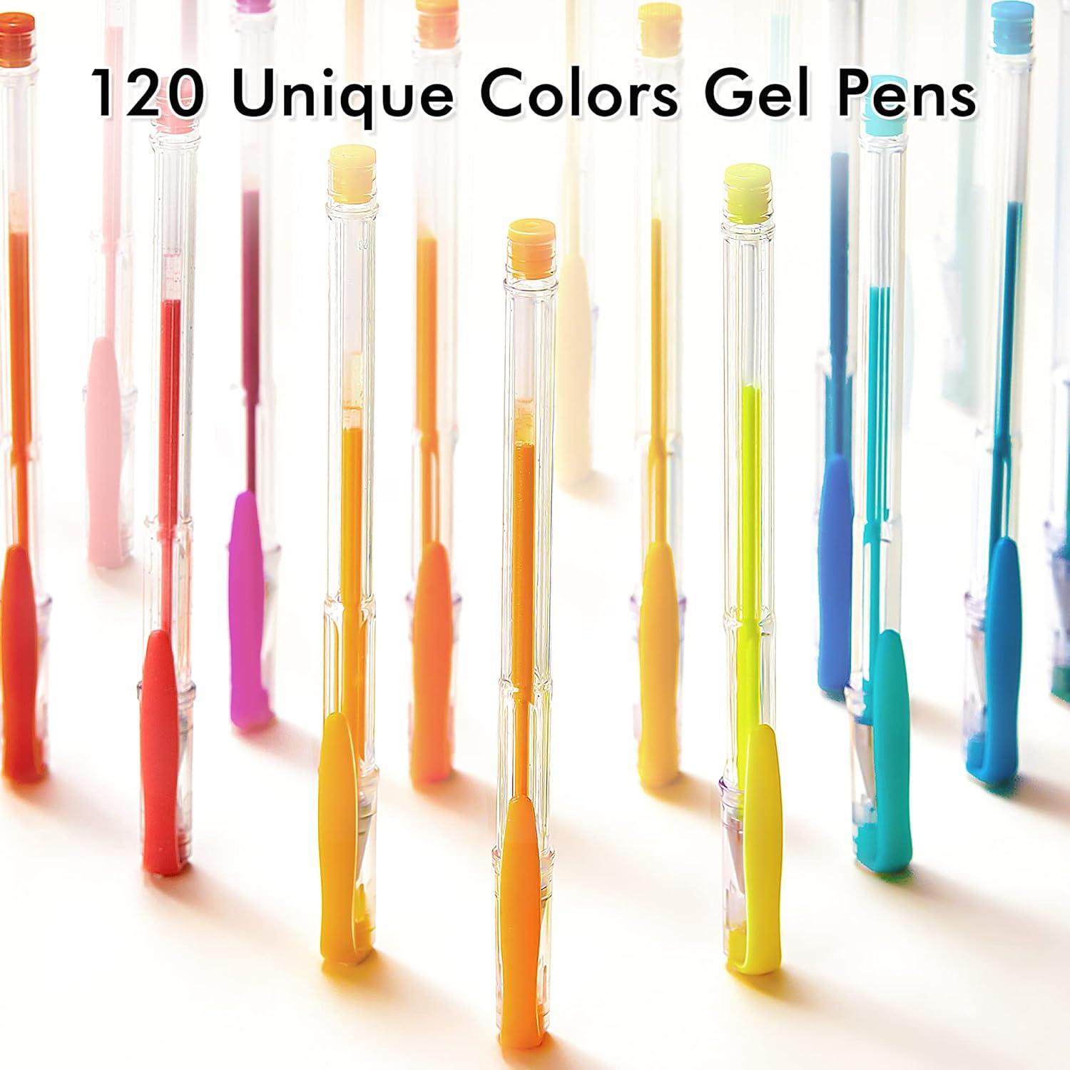 imageShuttle Art 120 Unique Colors No Duplicates Gel Pens Gel Pen Set for Adult Coloring Books Art Markers