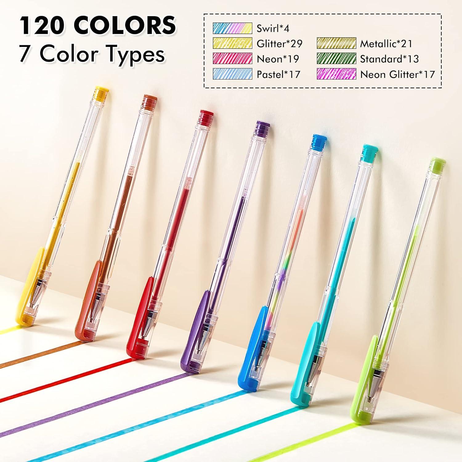 imageShuttle Art 120 Unique Colors No Duplicates Gel Pens Gel Pen Set for Adult Coloring Books Art Markers