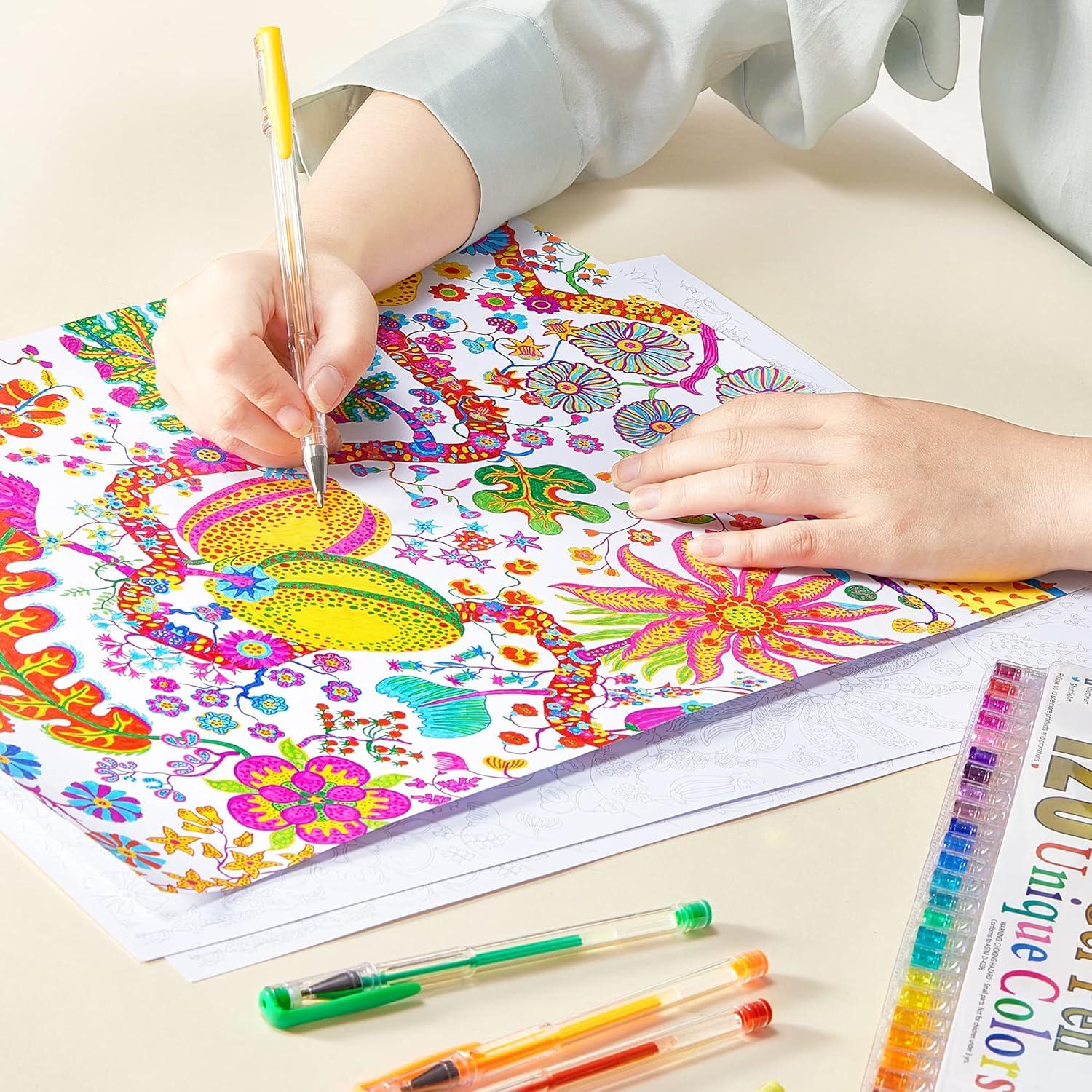 imageShuttle Art 120 Unique Colors No Duplicates Gel Pens Gel Pen Set for Adult Coloring Books Art Markers