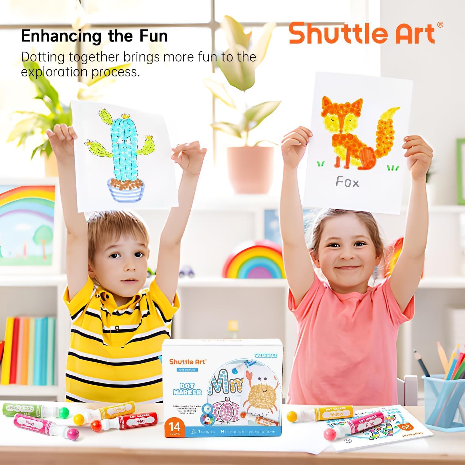 imageShuttle Art Dot Markers 10 Colors Washable Markers for ToddlersBingo Daubers Supplies Kids Preschool Children Non Toxic WaterBased14 Colors