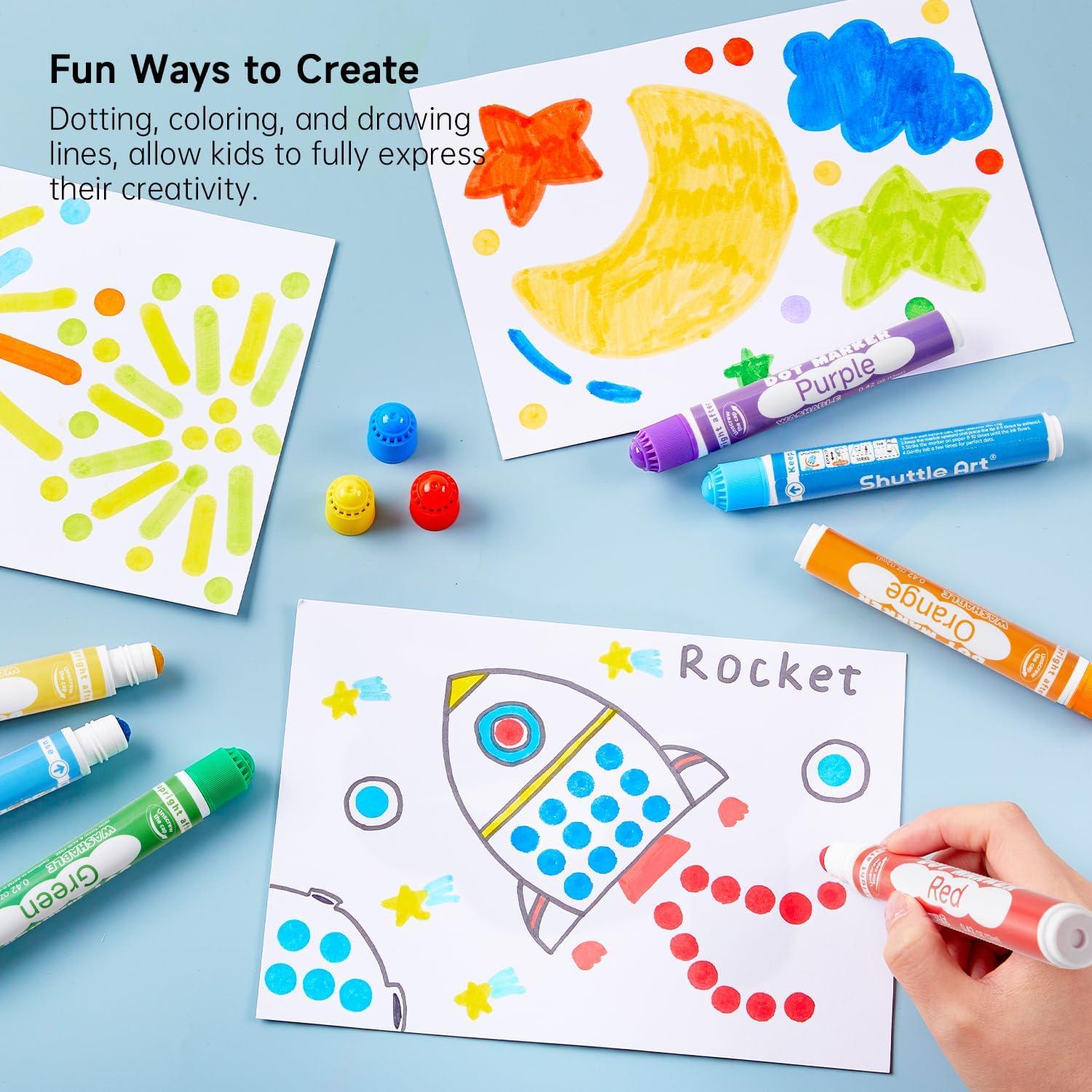 imageShuttle Art Dot Markers 10 Colors Washable Markers for ToddlersBingo Daubers Supplies Kids Preschool Children Non Toxic WaterBased20 Colors