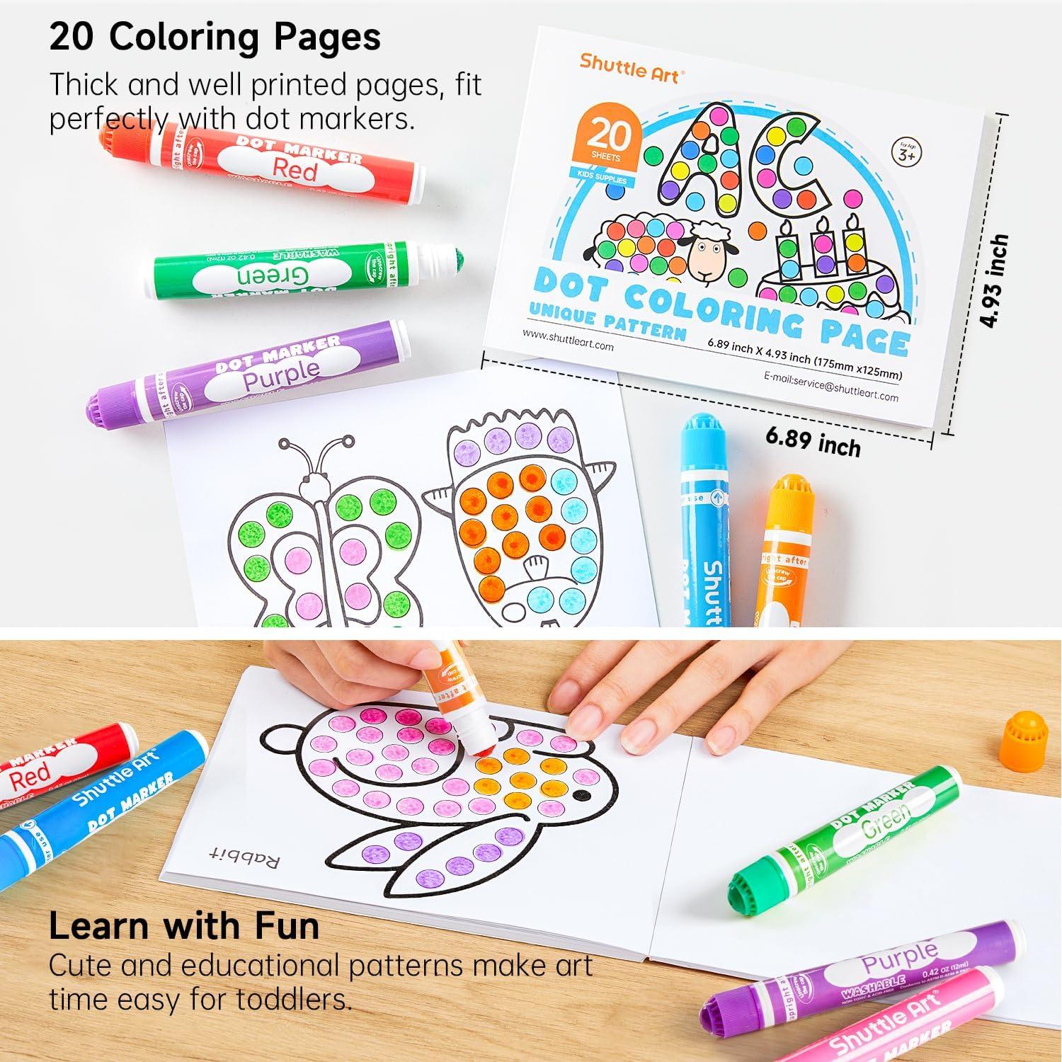 imageShuttle Art Dot Markers 10 Colors Washable Markers for ToddlersBingo Daubers Supplies Kids Preschool Children Non Toxic WaterBased40 Colors