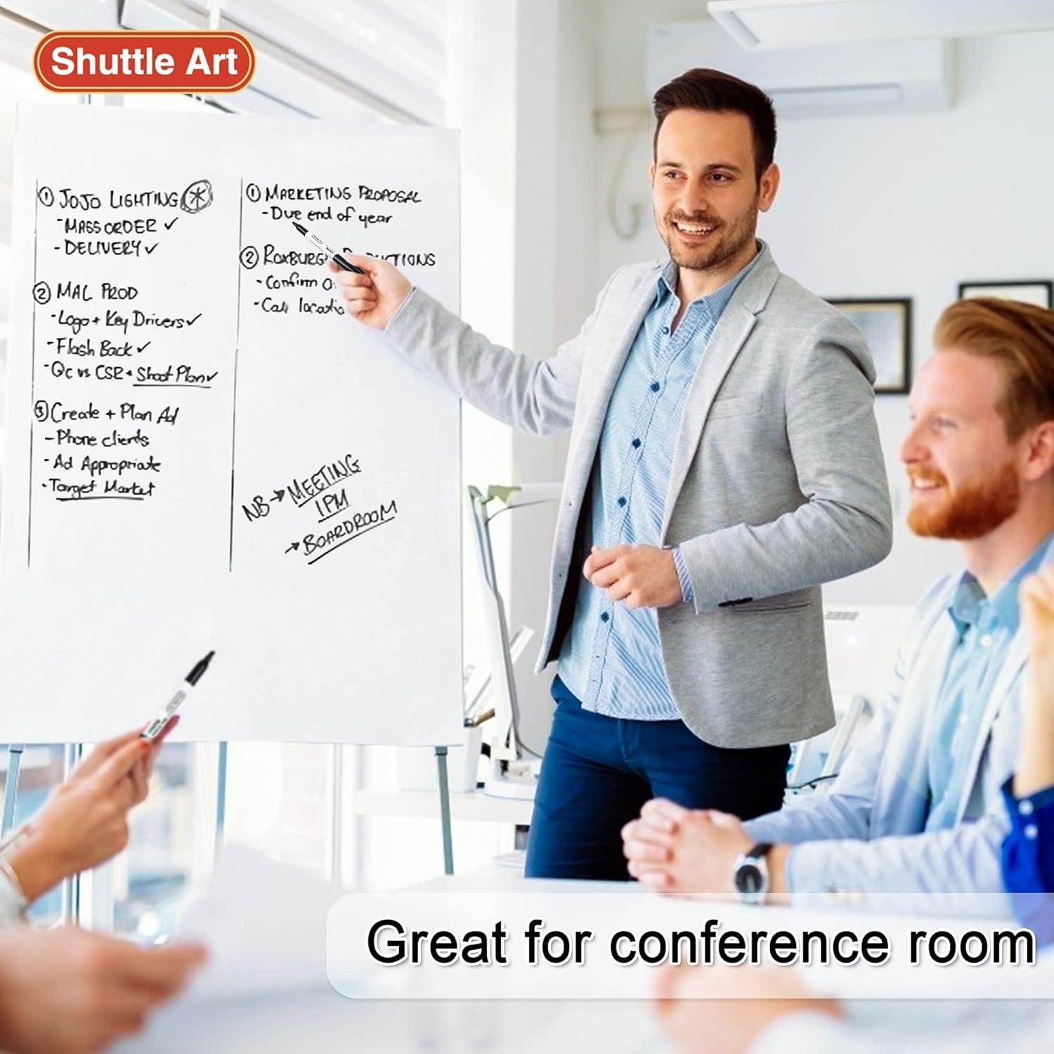 imageShuttle Art Dry Erase Markers 15 Colors Magnetic Whiteboard Markers Fine Point Perfect For Writing on Whiteboards DryErase BoardsMirrors for School Office Home120 Pack BlackChisel Tip