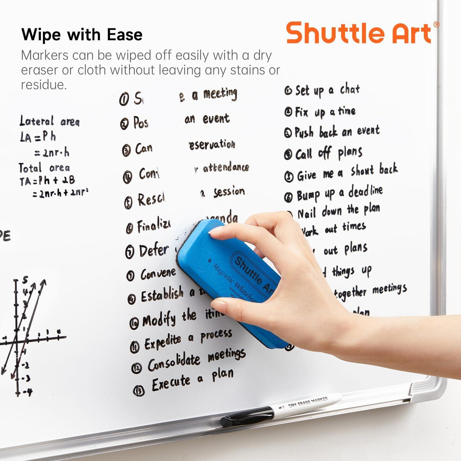 imageShuttle Art Dry Erase Markers 15 Colors Magnetic Whiteboard Markers Fine Point Perfect For Writing on Whiteboards DryErase BoardsMirrors for School Office Home16 Pack BlackFine Tip