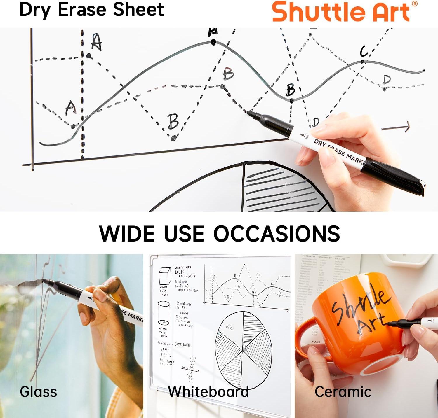 imageShuttle Art Dry Erase Markers 15 Colors Magnetic Whiteboard Markers Fine Point Perfect For Writing on Whiteboards DryErase BoardsMirrors for School Office Home32 Pack Black