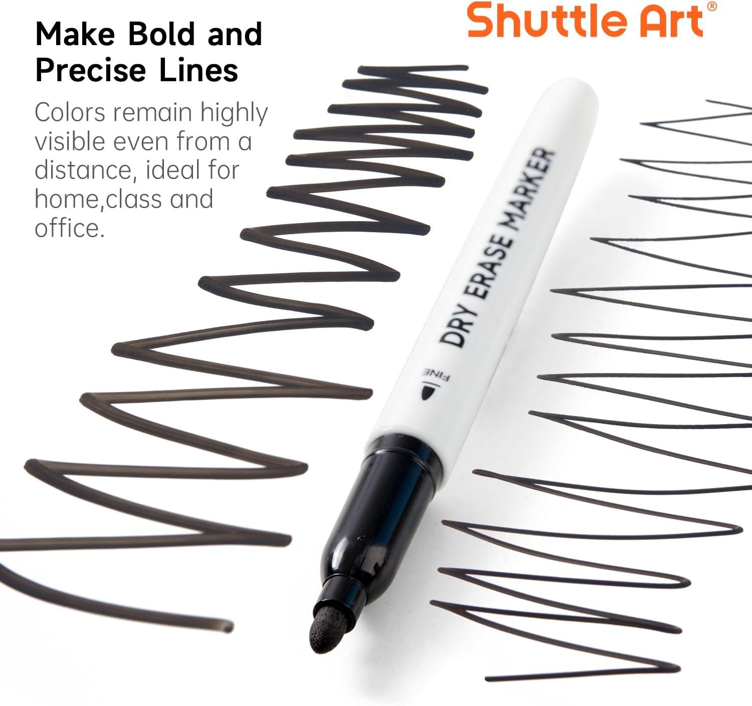 imageShuttle Art Dry Erase Markers 15 Colors Magnetic Whiteboard Markers Fine Point Perfect For Writing on Whiteboards DryErase BoardsMirrors for School Office Home32 Pack Black