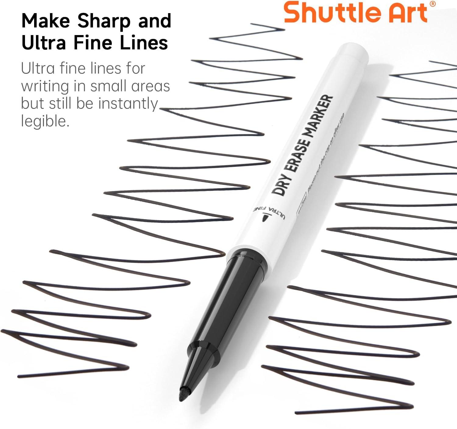 imageShuttle Art Dry Erase Markers 15 Colors Magnetic Whiteboard Markers Fine Point Perfect For Writing on Whiteboards DryErase BoardsMirrors for School Office Home15 Ultra Fine Black